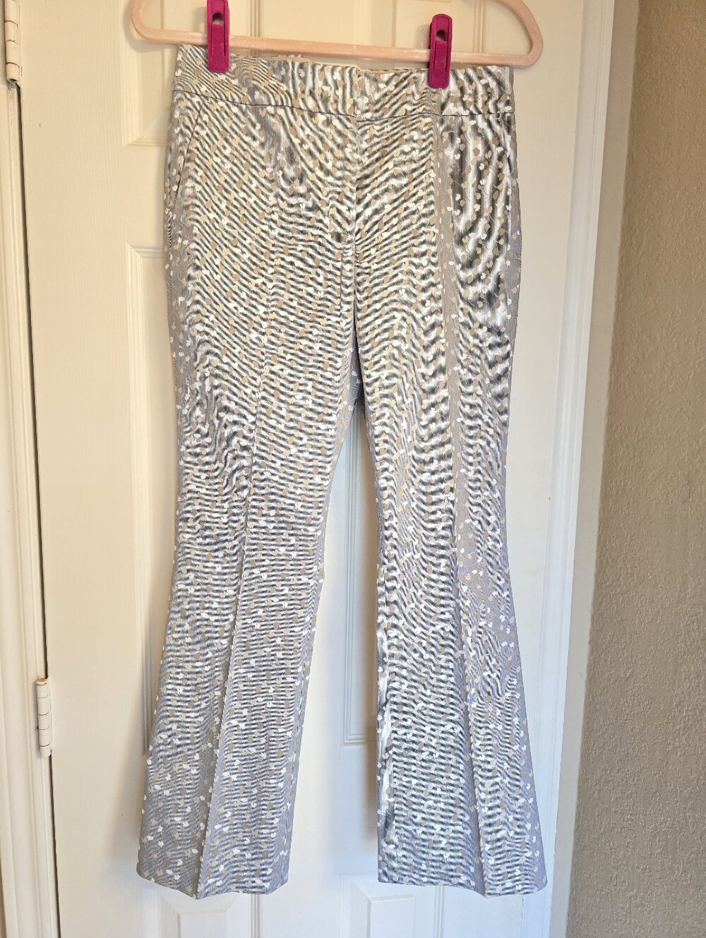NWT Piazza Sempione Carla Pants Micro-Pattern Printed Stretch Cotton Size 40